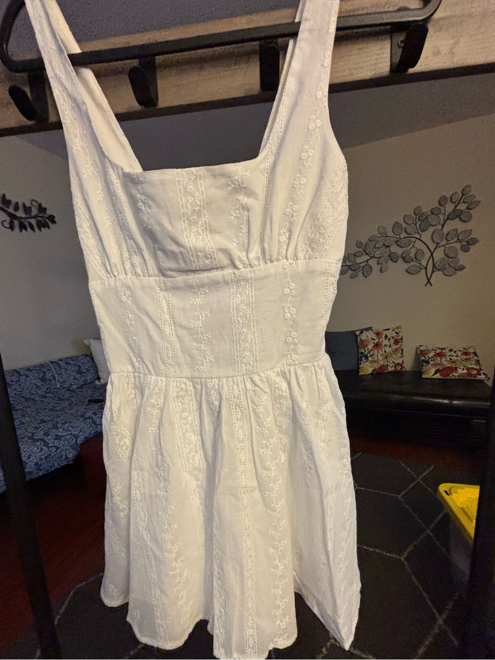 Edikted White Eyelet Mini Dress with Square Neck